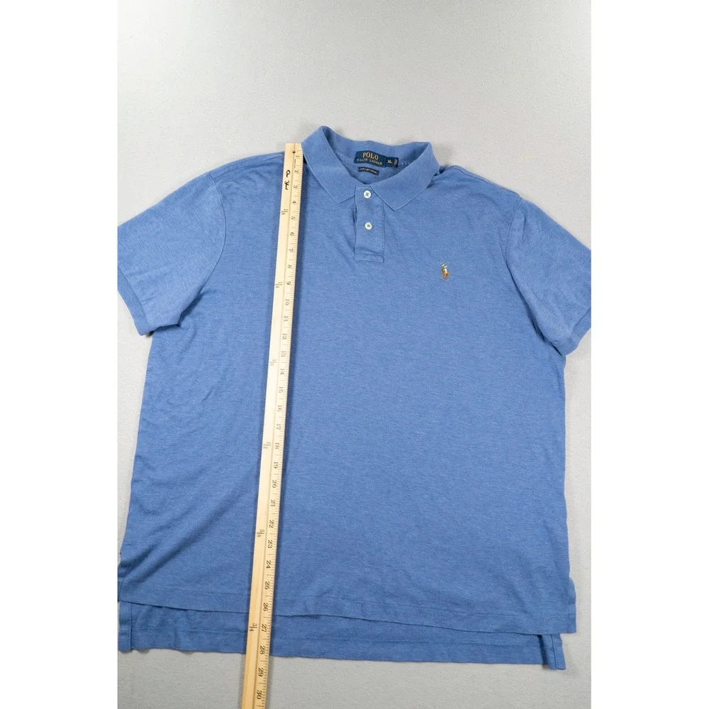 Polo Ralph Lauren Mens XL Pima Soft Touch Polo Shirt Blue Heather Short Sleeve